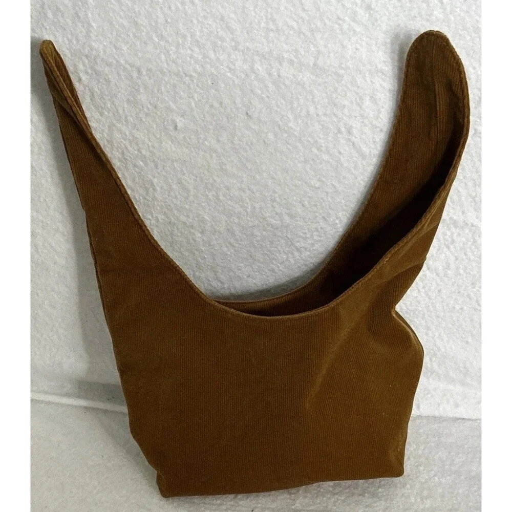 Merit Beauty Corduroy Make Up Bag Tie Top Pouch Brown
